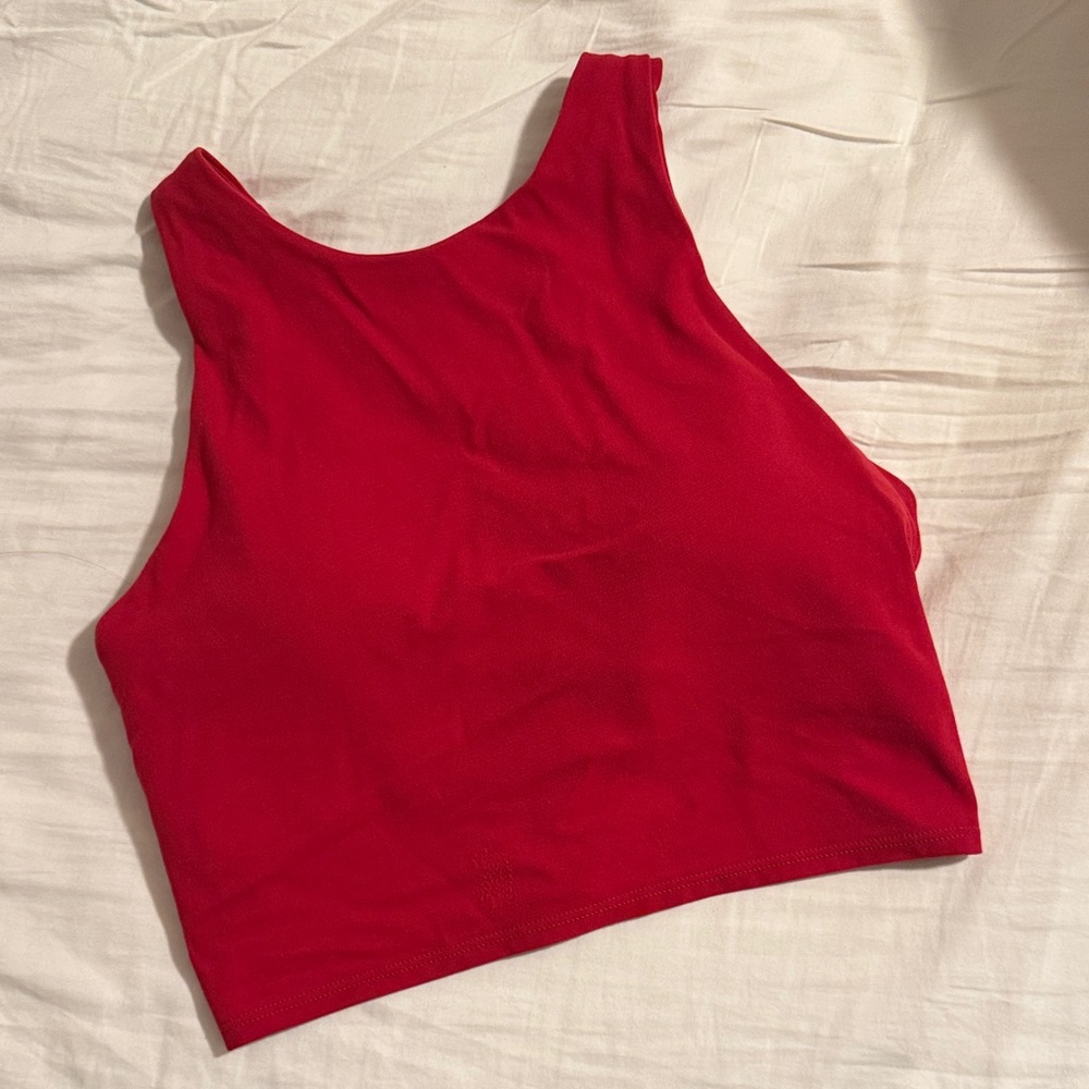 Athleta Red High-Neck Crop Sports Bra